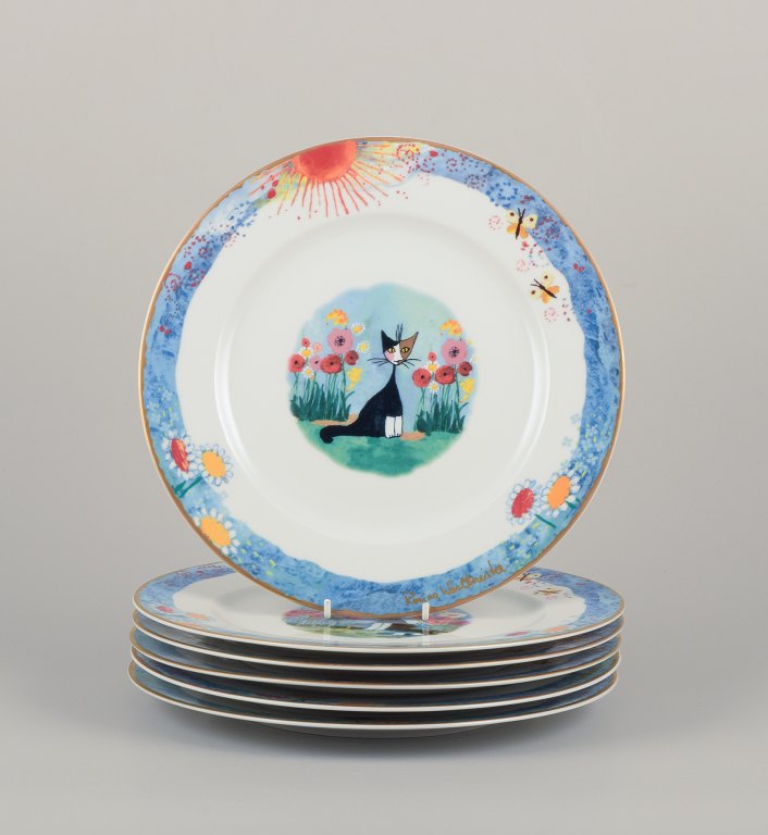 Rosina Wachtmeister for Goebel, Germany. Six dinner plates with cat motifs.