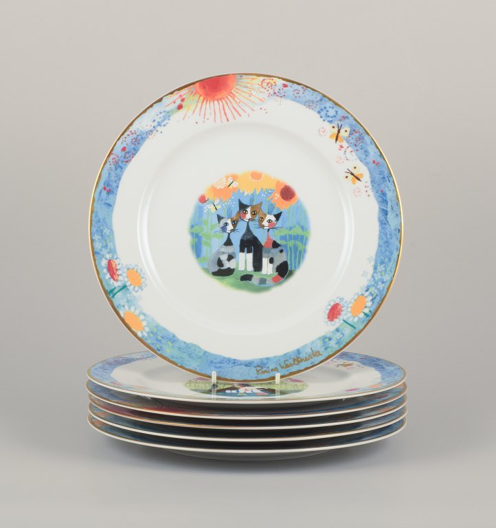 Rosina Wachtmeister for Goebel, Germany. Six dinner plates with cat motifs.