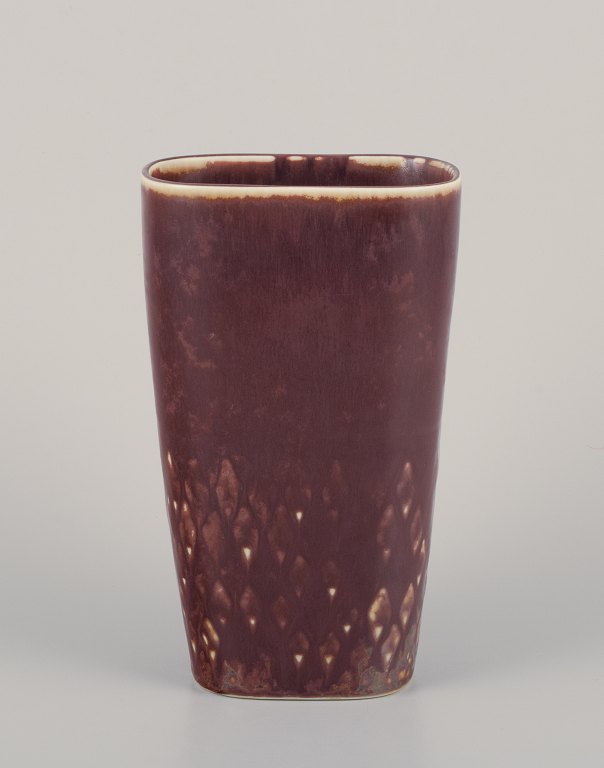 Carl Harry Stålhane for Rörstrand. Ceramic vase in brown tones.