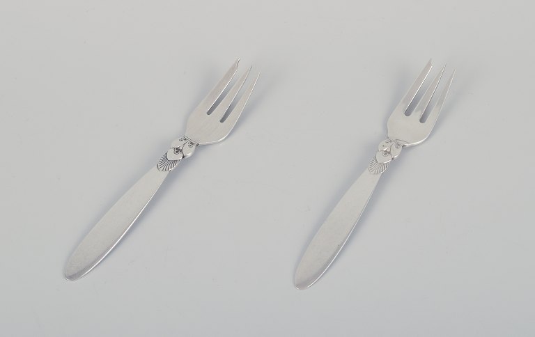 Georg Jensen Cactus. Two cake forks in sterling silver.