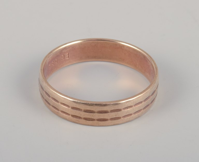 Danish goldsmith. 14 karat alliance gold ring. Classic and sleek design.