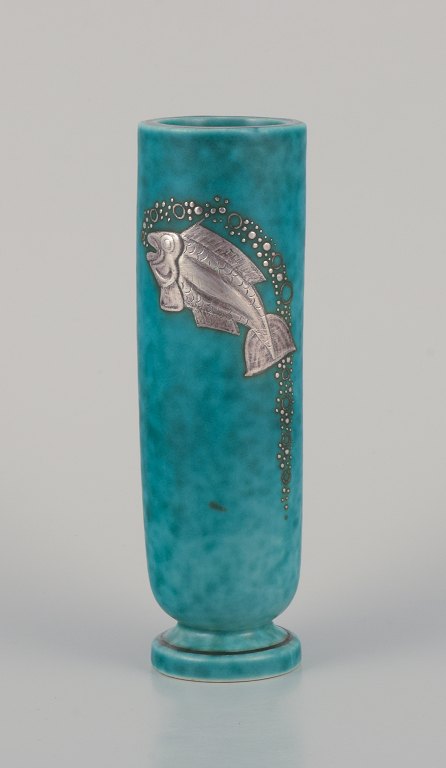 Wilhelm Kåge for Gustavsberg, Sweden. Slender ceramic vase from the "Argenta" 
series.