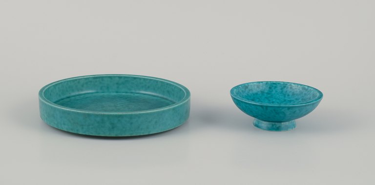 Wilhelm Kåge for Gustavsberg. A ceramic bowl and a ceramic dish from the 
"Argenta" series.