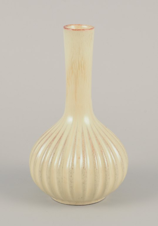 Upsala Ekeby, Sweden. Ceramic vase with a round shape and narrow neck.