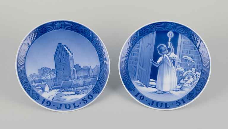 Royal Copenhagen Christmas plates from 1950 and 1951.