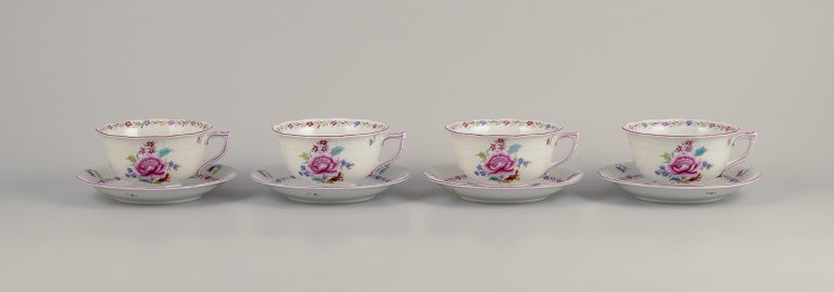 Herend, four pairs of large porcelain teacups.