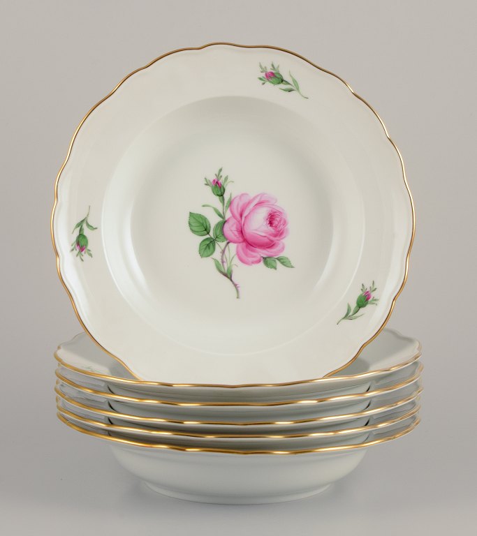 Meissen, Germany.
"Pink Rose". Six deep plates.