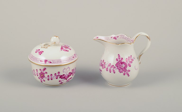 Meissen, Germany.
A "Pink Indian" porcelain creamer and sugar bowl.