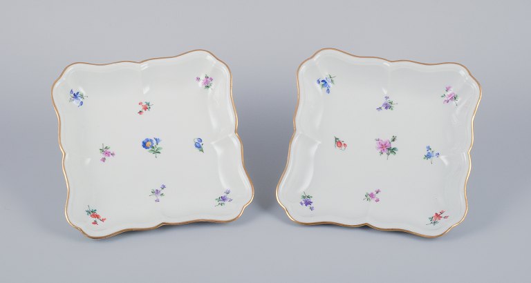 Meissen, Germany, two shallow square bowls.