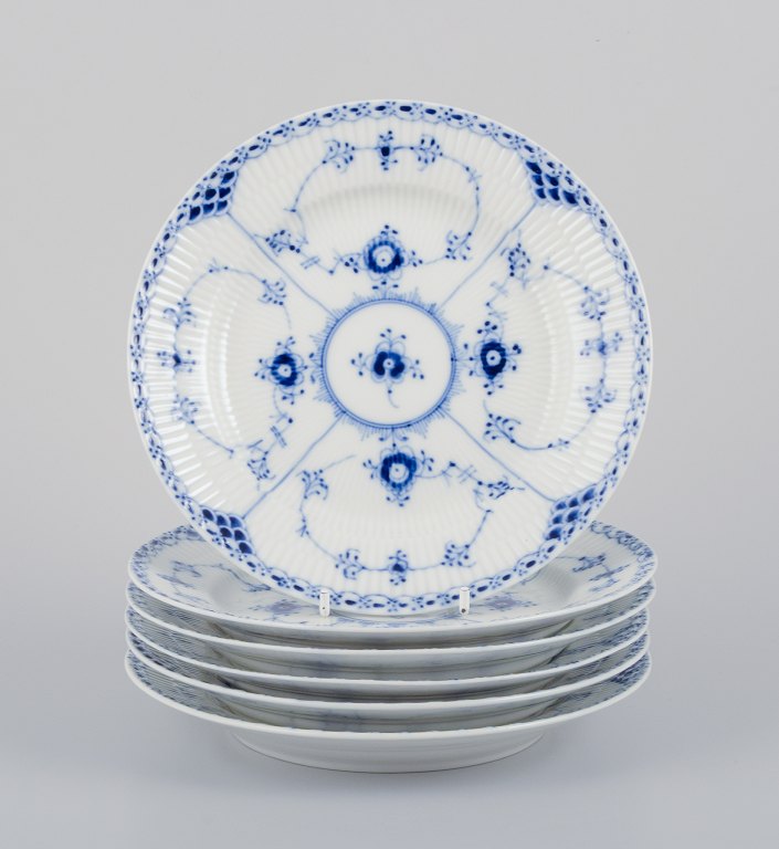 Royal Copenhagen Blue Fluted Half Lace, a set of six lunch/salad plates.