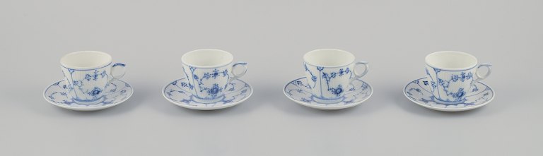 Royal Copenhagen Blue Fluted Plain.
A set of four coffee cups with saucers.