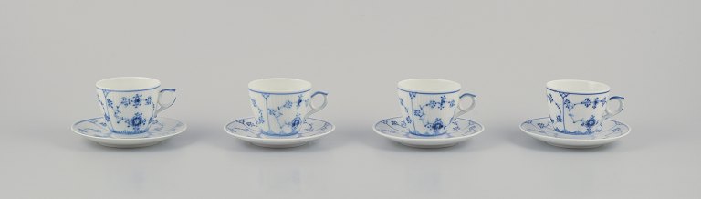 Royal Copenhagen Blue Fluted Plain.
A set of four coffee cups with saucers.