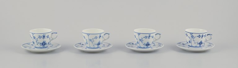 Royal Copenhagen Blue Fluted Plain.
A set of four coffee cups with saucers.