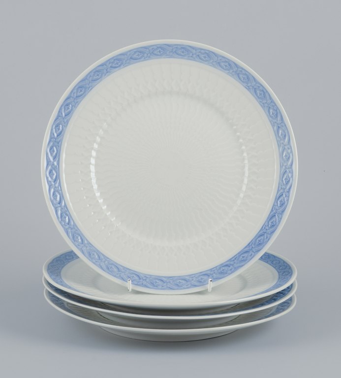 Royal Copenhagen Blue Fan, four dinner plates.