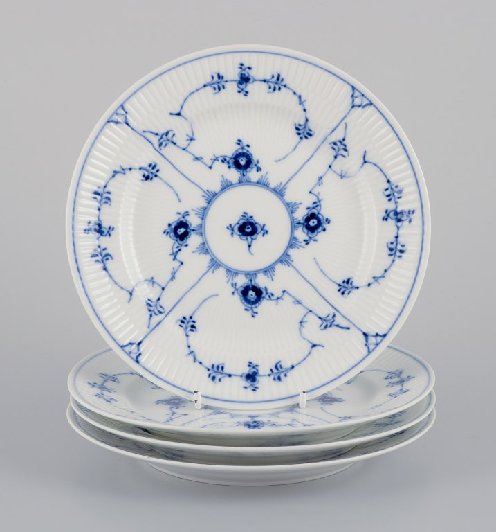 Royal Copenhagen Blue Fluted Plain. Four plates.