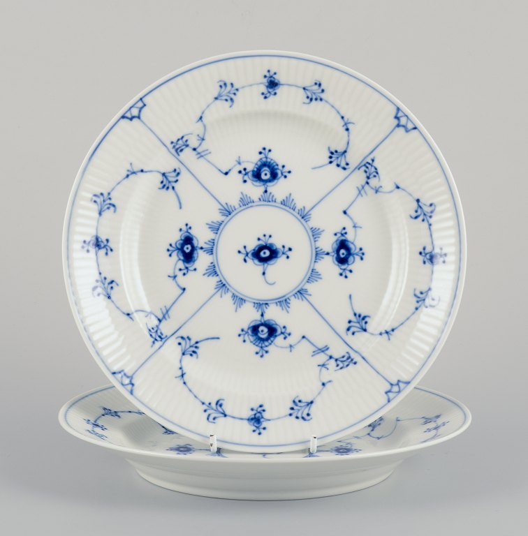 Royal Copenhagen Musselmalet Riflet, two lunch plates.