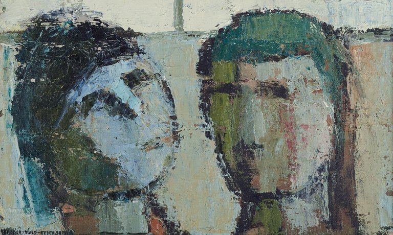 Mona Ridderstad-Cedergren, Swedish artist. Oil on board.
Double portrait of man and woman.