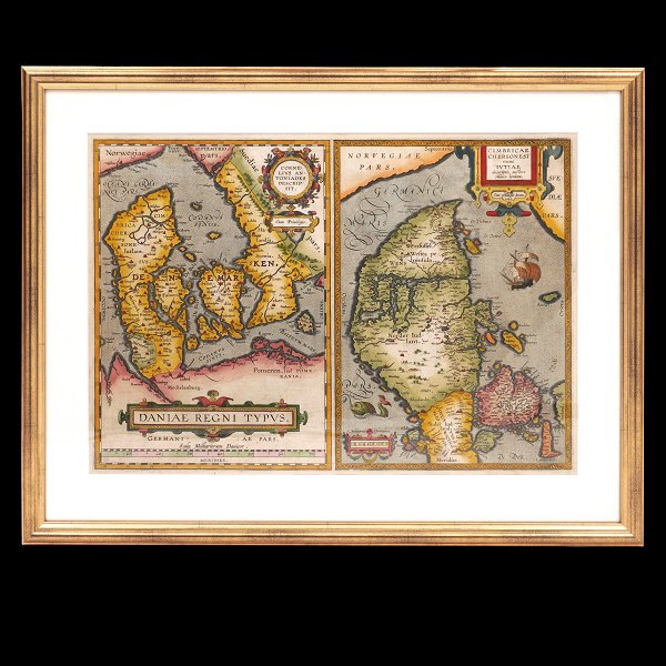Karte über Dänemark von Ortelius herausgegeben 1584. Masse mit Rahmen: 51x64cm