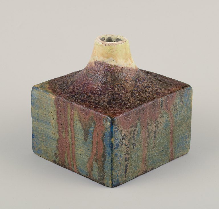 Fantoni, Italy. 
Unique ceramic vase. 
Polychrome glaze.