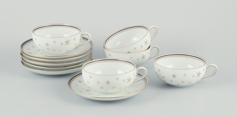 Bing and Grondahl, “Milky Way”. 
Five teacups with saucers.