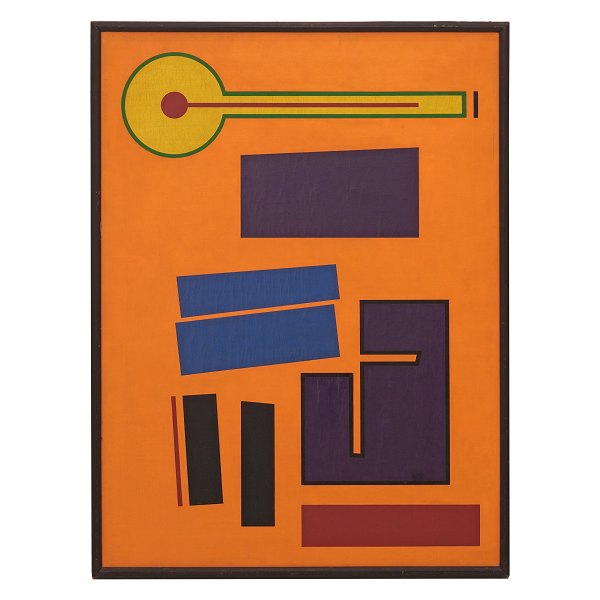 Concrete painting by Mogens Lohmann, 1918-85, signed and dated 1957. Exhibited 
in Copenhagen 1957. Visible size: 80x60cm. with frame: 83x63cm