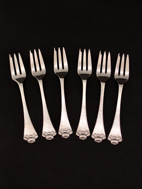 Aakande  hammered silver cake forks