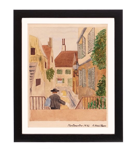 Robert Storm Petersen, 1882-1949, watercolor. Signed "Montmartre 1932". Visible 
size: 26x20cm. With frame: 33x27cm