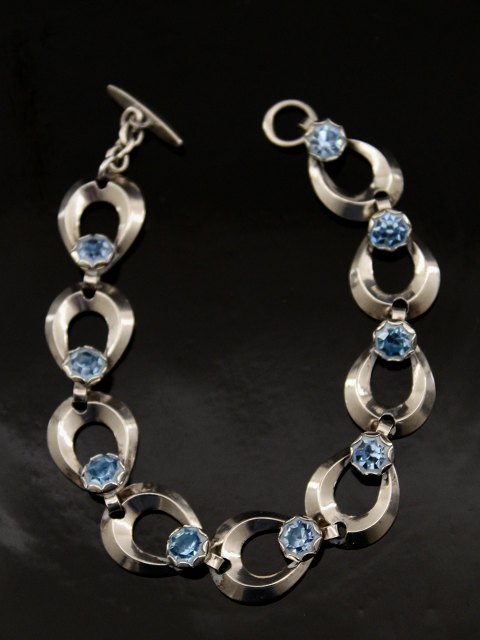 Sterling silver bracelet with blue stones