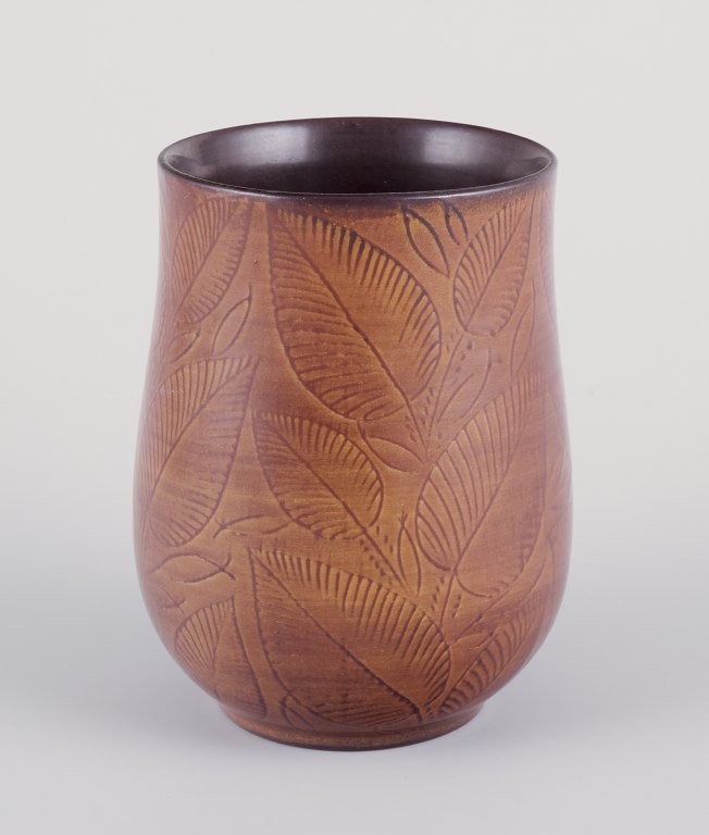 Royal Copenhagen, vase in burnt red clay.
