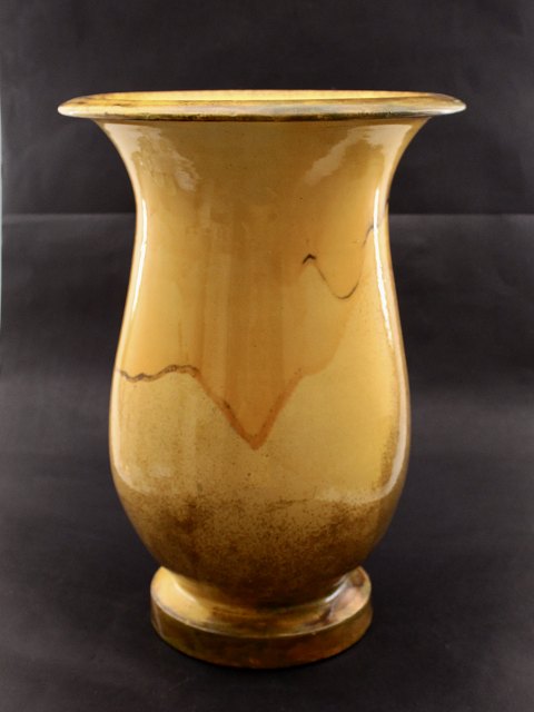 H A Kahler uranium yellow bell-shaped floor vase