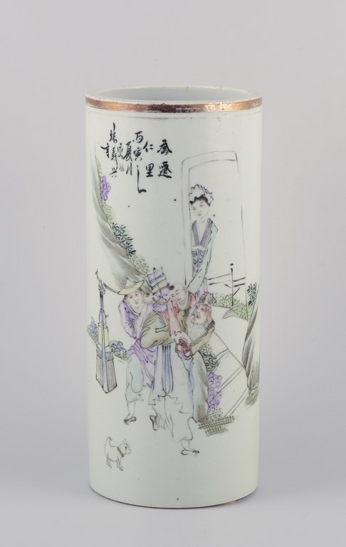 Antique Chinese porcelain brush holder.