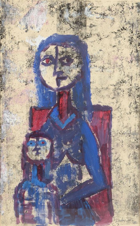 Sven Linder
Mother and Child.
Mixed media on panel, behind glass.