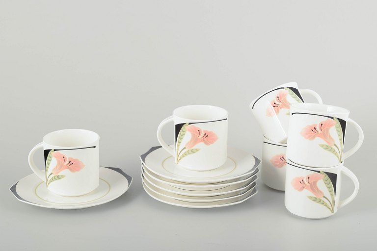 Villeroy & Boch6 cups and saucers “Iris”, 1980s.