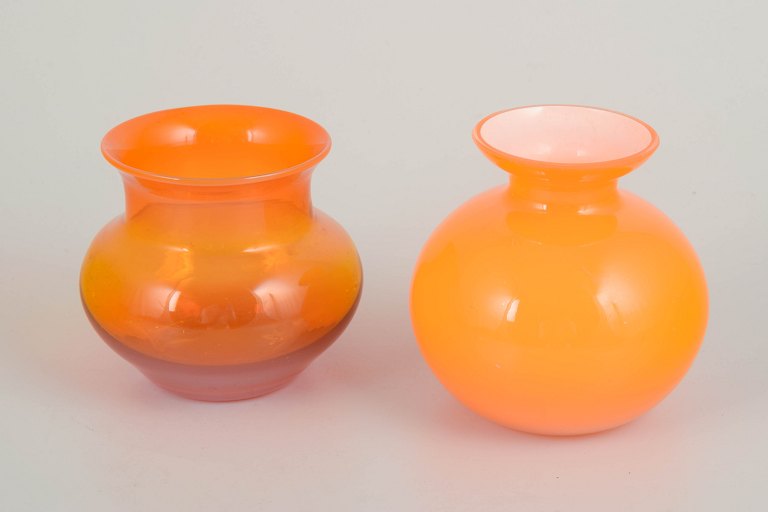 Swedish art glassTwo mouth-blown vases, 1970s.
