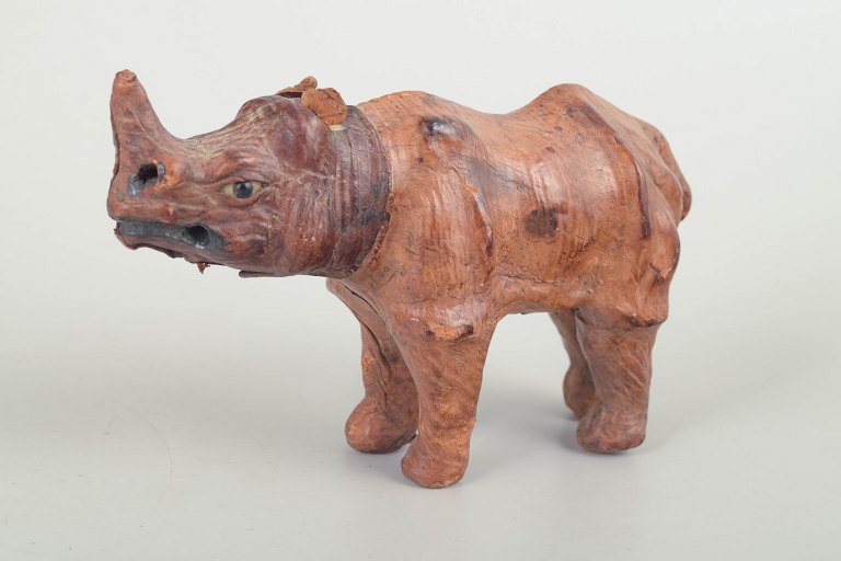 Omersa for Liberty & Co., London – Small Leather Rhino Figure, Mid-20th Century