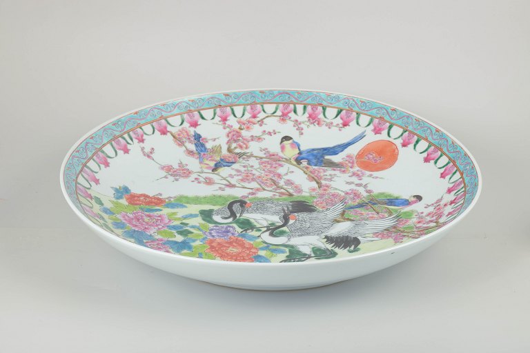 Monumental Chinese Wall PlateHand Painted, 20th Century.