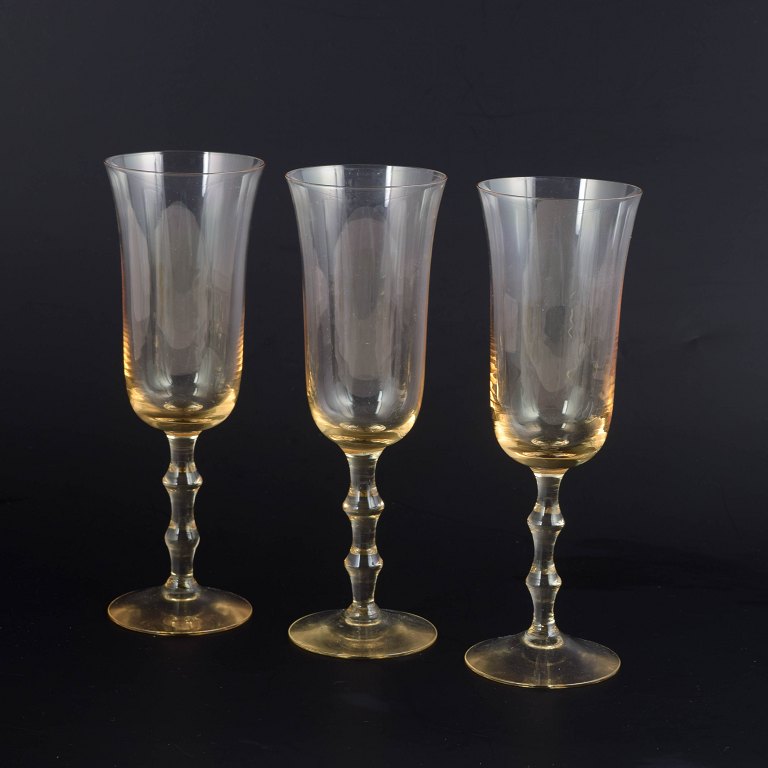 Simon Gate for Orrefors, set of three champagne glasses.