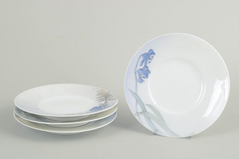 Royal Copenhagen, Art Nouveau unique plates, set of 4.