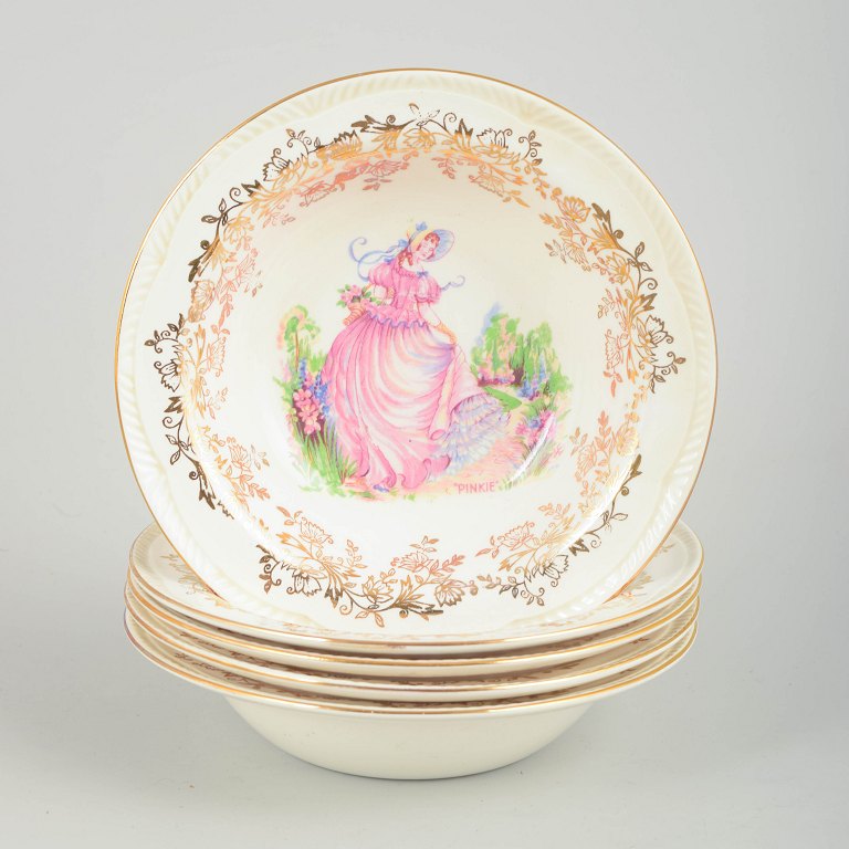 Royal Alma, England, set of 5 bowls, c. 1930s.