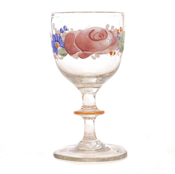 Enamel decorated glass circa 1860-80. H: 12,5cm