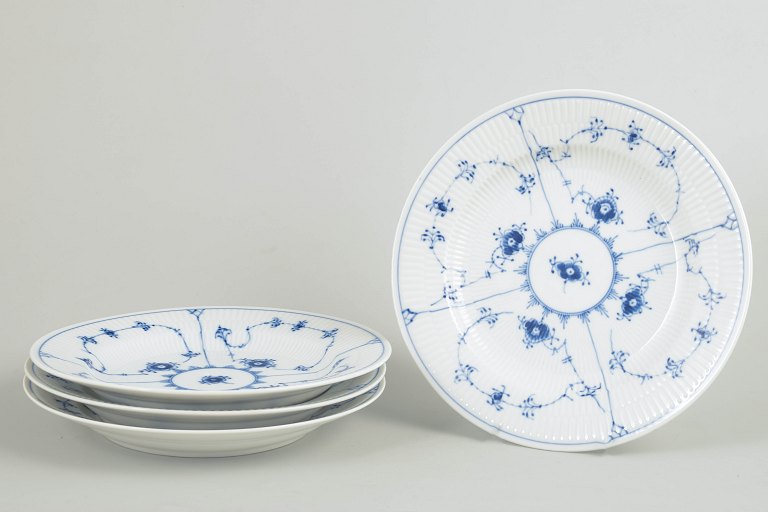 Royal Copenhagen, Blue Fluted Plain, set of 4 dinner plates.