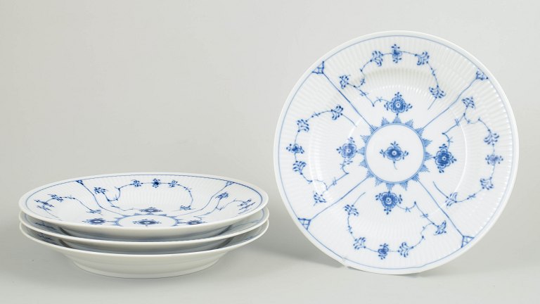 Royal Copenhagen, Blue Fluted Plain, set of 4 dinner plates.