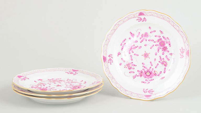 Meissen, set of four "Pink Indian flower" salad plates.
