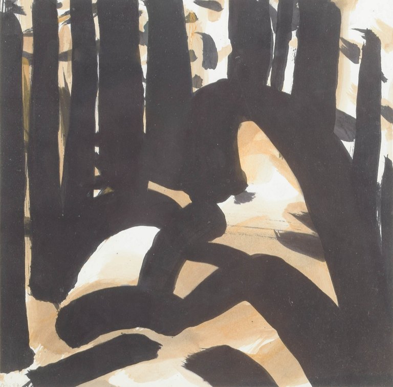 Cissi Svärdström, mixed media on paper, listed Swedish visual artist.