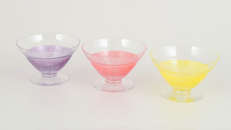 Kosta Boda, set of three cocktail glasses/dessert bowls.