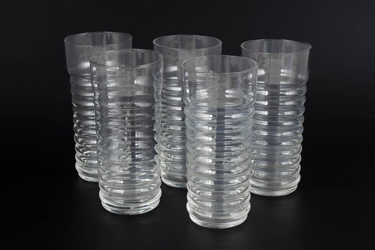 Nanny Still for Riihimäen Lasi, set of five drinking glasses.