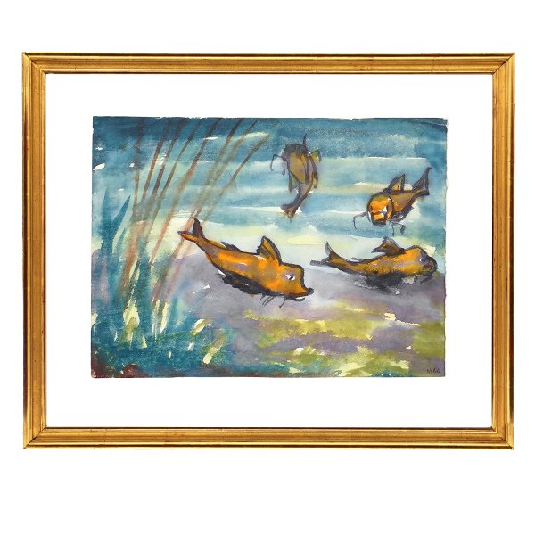Emil Nolde watercolor. Emin Nolde, 1867-1956, watercolor. Signed "Nolde". Visible size: 36x47cm. With frame: 53x65cm