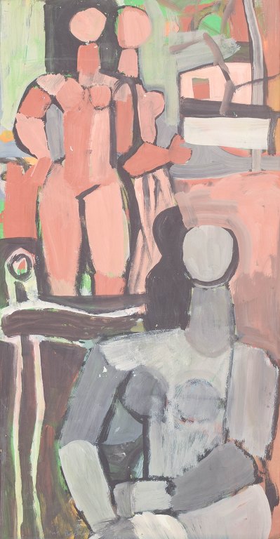 Nils Bäcklin, oil on paper, listed Swedish visual artist.