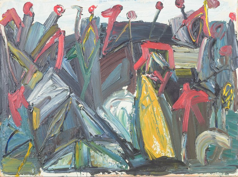 Åke Edwall, oil on board, listed Swedish visual artist.