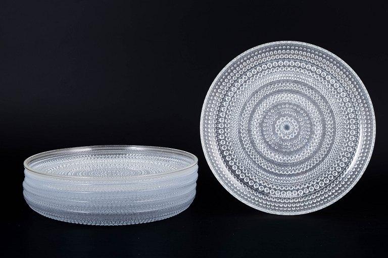 Oiva Toikka for Iittala Kastehelmi, set of six dinner plates.